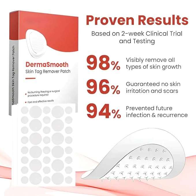 Derma Smooth Skin Tag Removal Patch Kashio Fast Acting Painless Skin Tag and Mole Remover Patch Natural Formula for Clear Smooth Skin Safe for All Skin Types